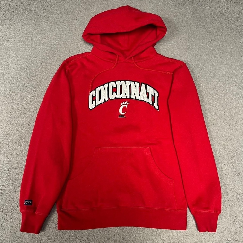 VTG Jansport Cincinnati Bearcats Hoodie Men Sz S Red Fleece Embroider Logo Y2K